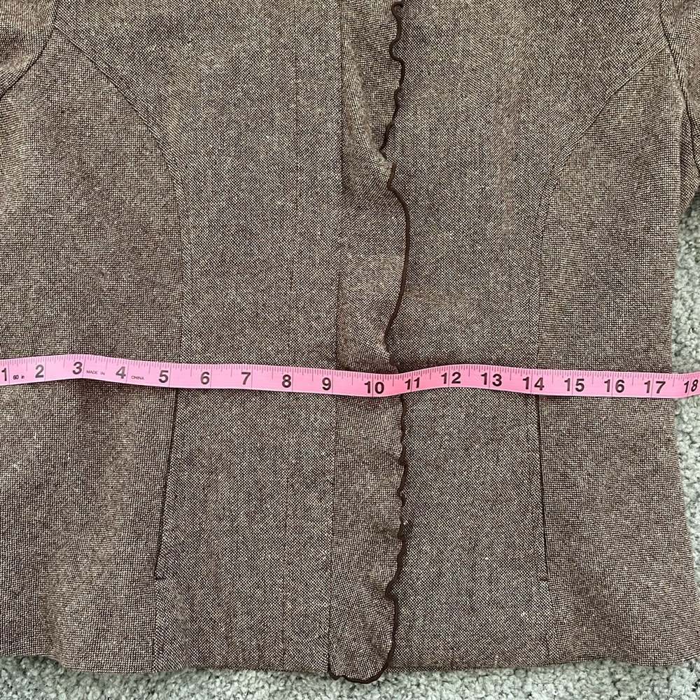 To The Max Brown Ruffle Front Blazer - Picture 9 of 13